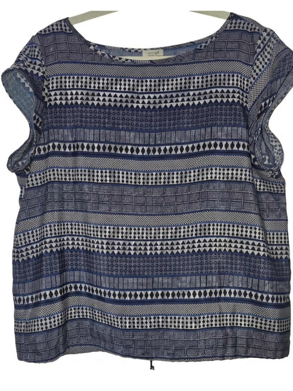Tristan Women’s Blue Patterned Short Sleeve Top Sz Xl